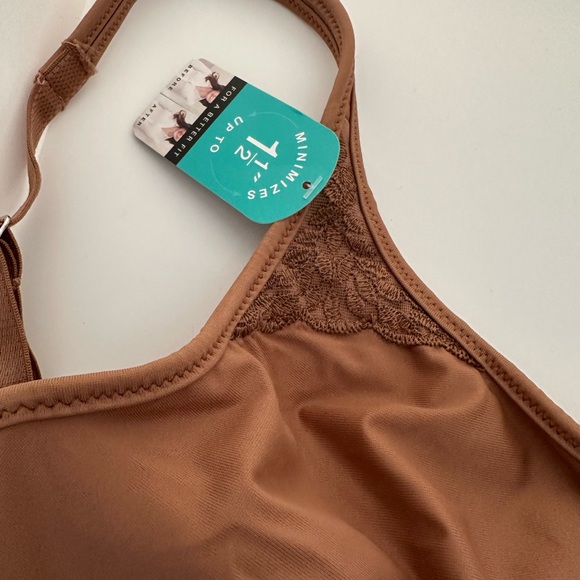 Women's Brown Lace Trim Bra - Picture 3 of 5